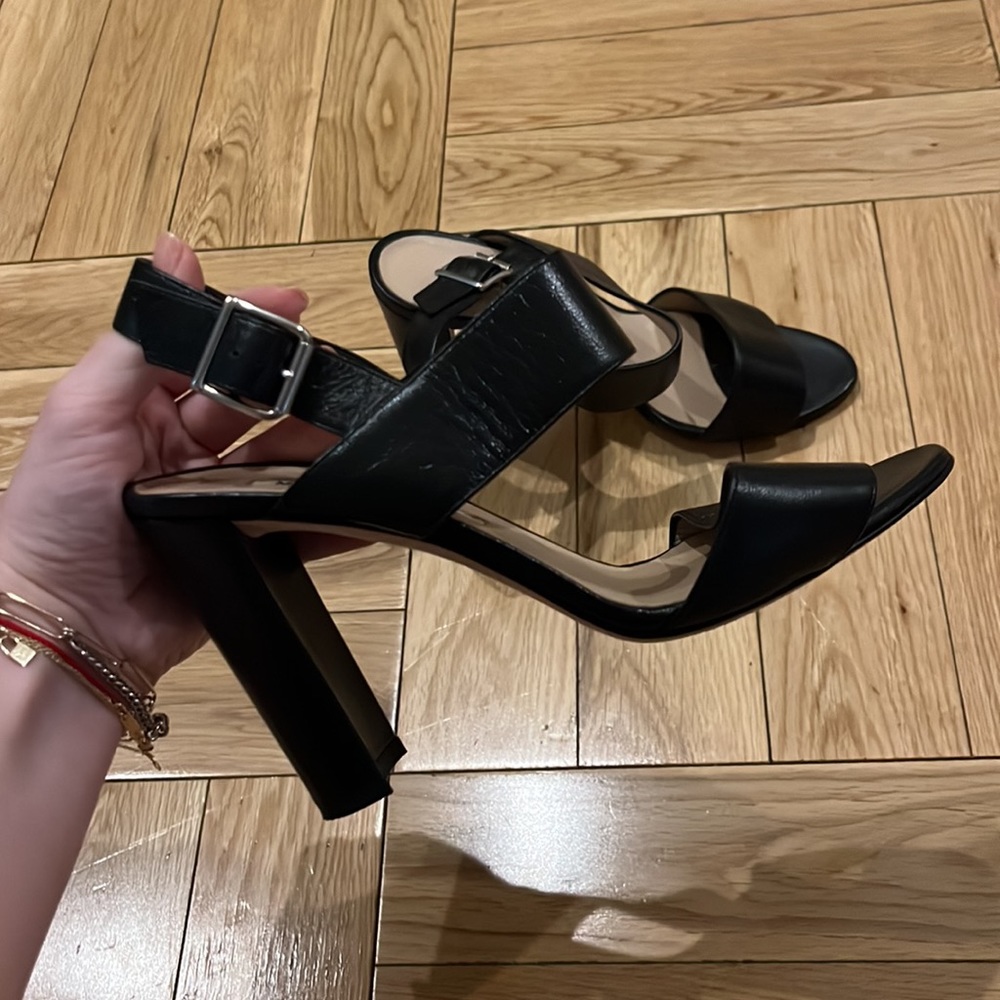 Manolo Blahnik Black Leather Heeled Sandals